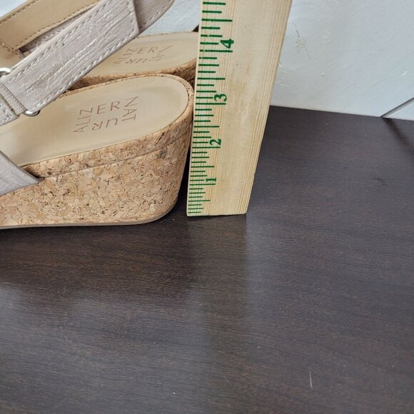 NEW Naturalizer Adria Cork Wedge Sandals Fawn Faux Leather 11M Ankle Straps - Picture 5 of 9